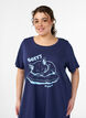 Short-sleeved nightgown in organic cotton, Blue, Model image number 2