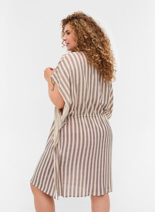 Striped beach dress in viscose, Sand Striped, Model image number 1