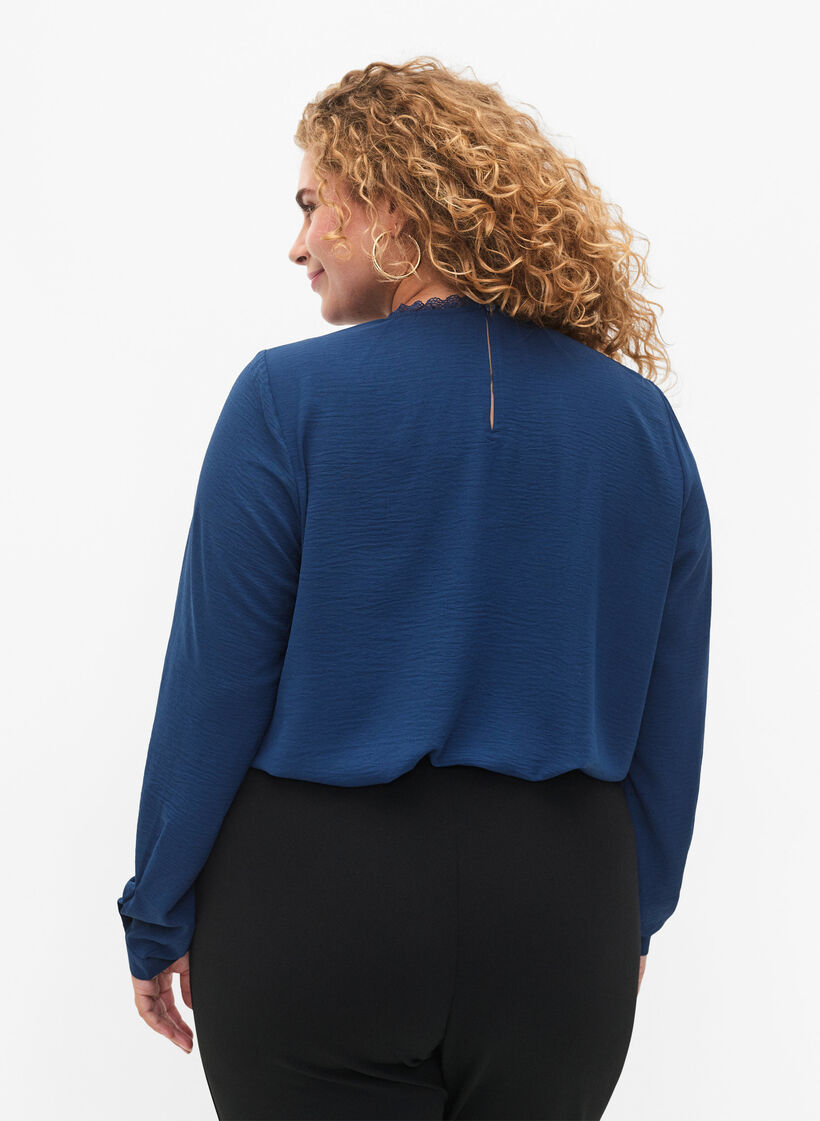 Long sleeved blouse with lace detail, Titan, Model image number 1