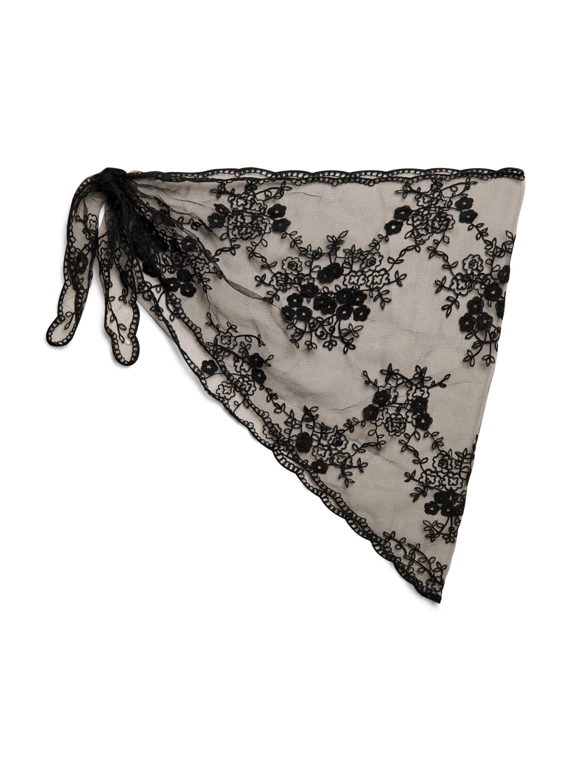 ZizzifashionTriangular lace scarf, Black, Packshot image number 0