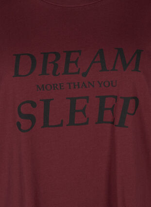 Oversize sleep T-shirt in organic cotton, Tawny Port, Packshot image number 2