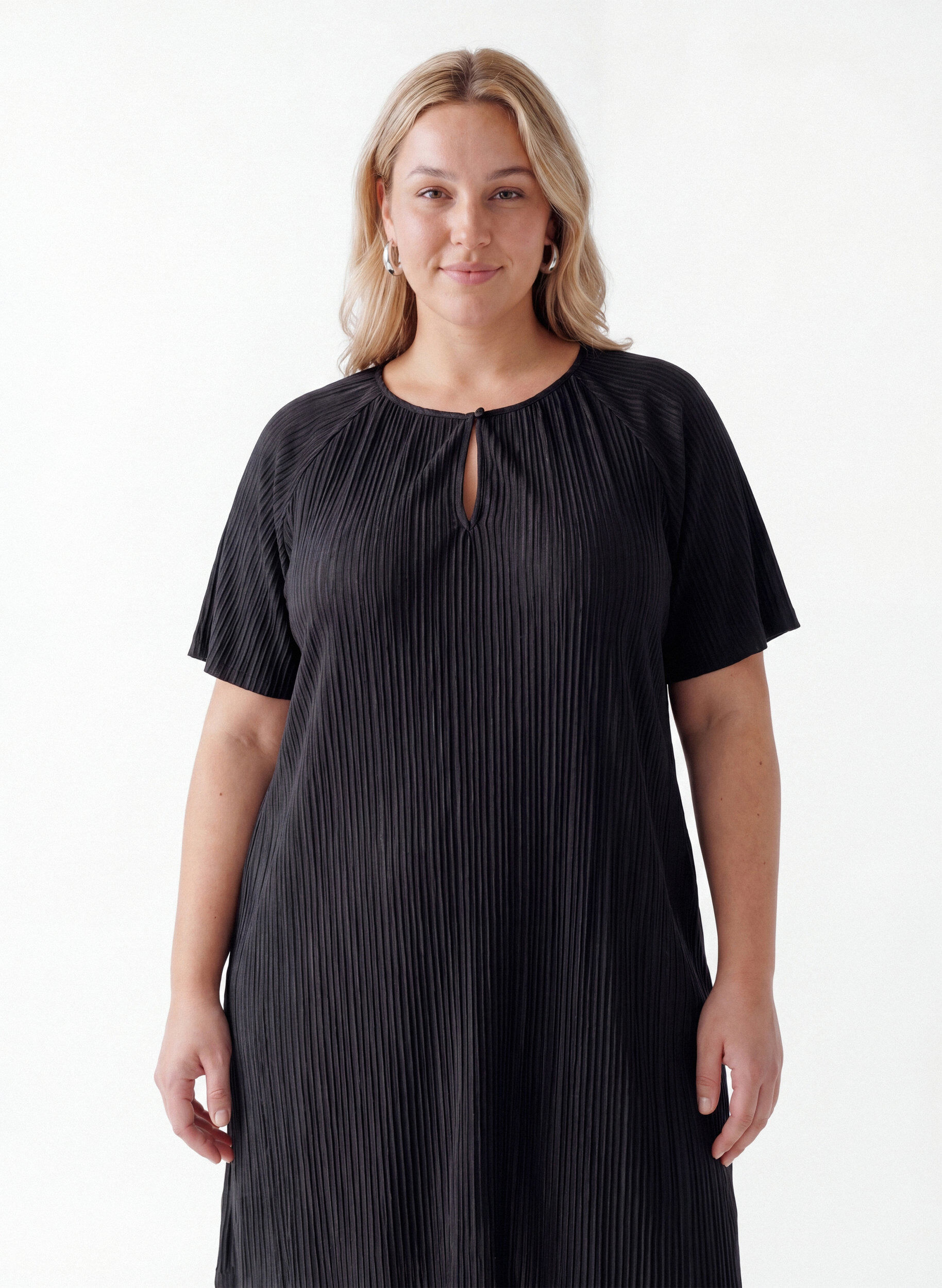 Zizzifashion Jersey tunic with textured stripes, Black, Model image number 2