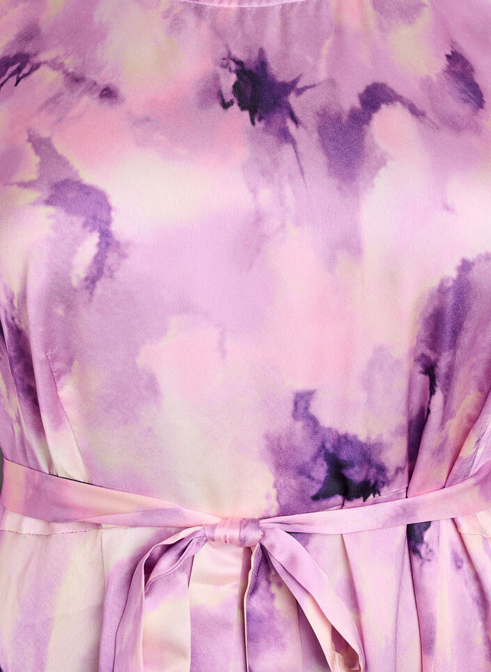 Short-sleeved party dress with tie-belt, Purple, Packshot image number 2