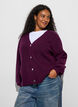 Cardigan with V-neck and ribbed texture, Purple, Model image number 3