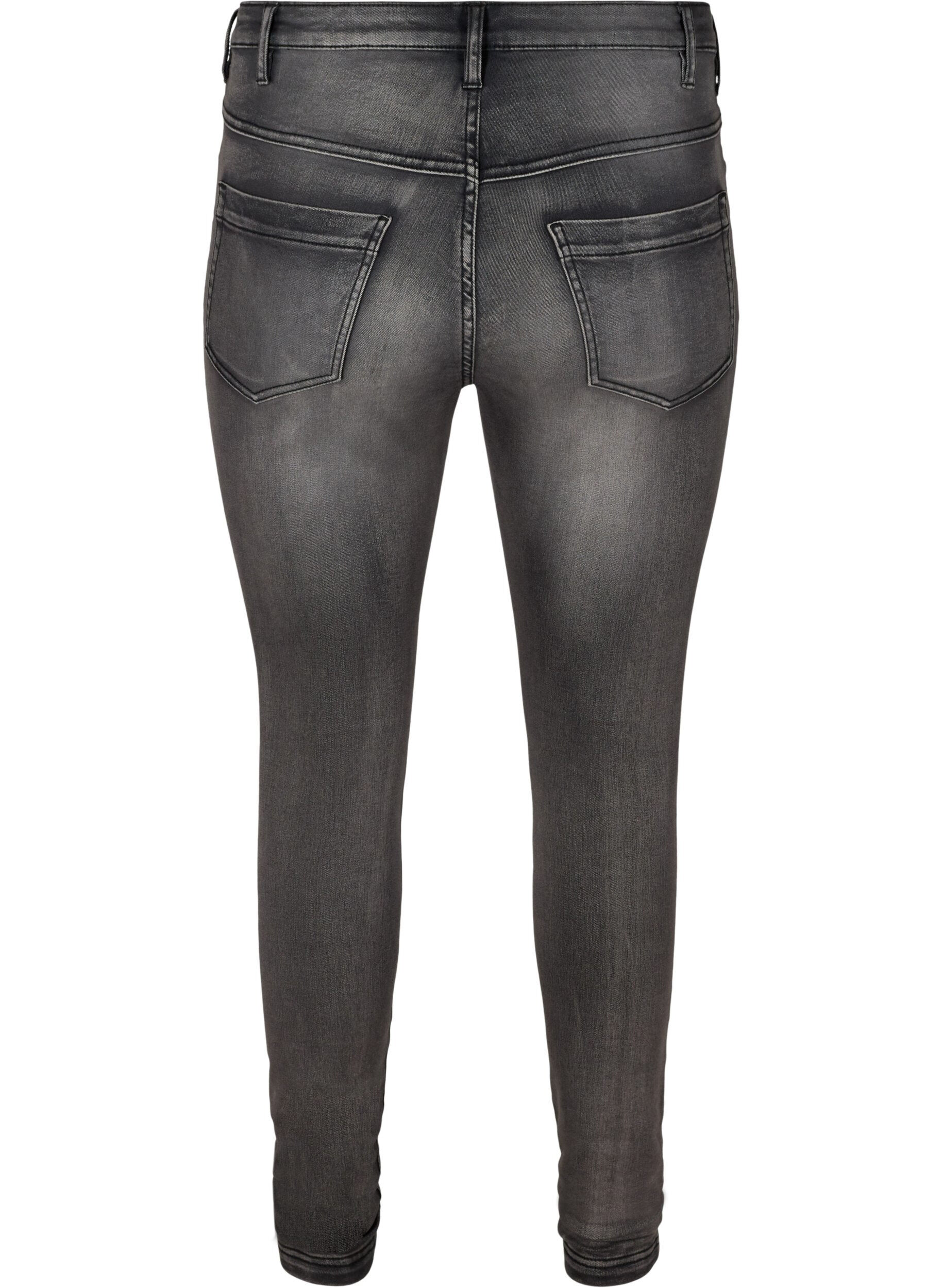 Zizzifashion Super slim Amy jeans with high waist, Dark Grey Denim, Packshot image number 1