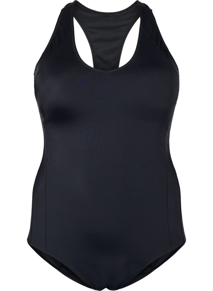 Sports swimsuit with racerback, Black, Packshot image number 0