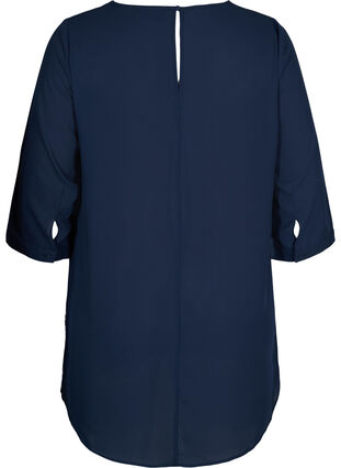 Blouse with 3/4-length sleeves and asymmetric hem, Navy Blazer, Packshot image number 1