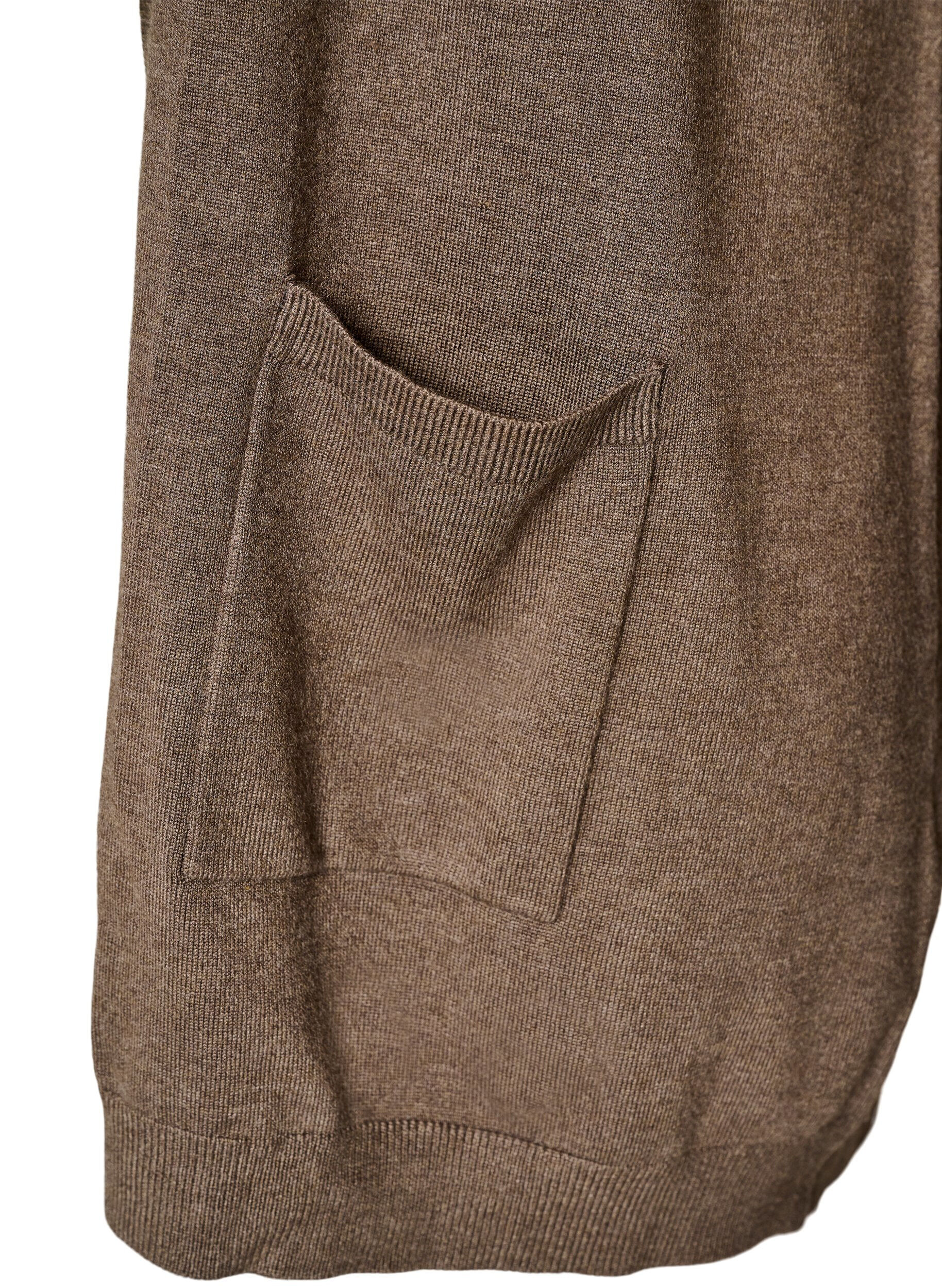 ZizzifashionLong knitted cardigan in a viscose blend, Brown, Packshot image number 2