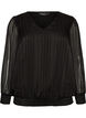 Striped blouse with a balloon shape, Black, Packshot image number 0