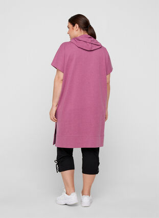Long sweatshirt with short sleeves, Grape Nectar Melange, Model image number 1