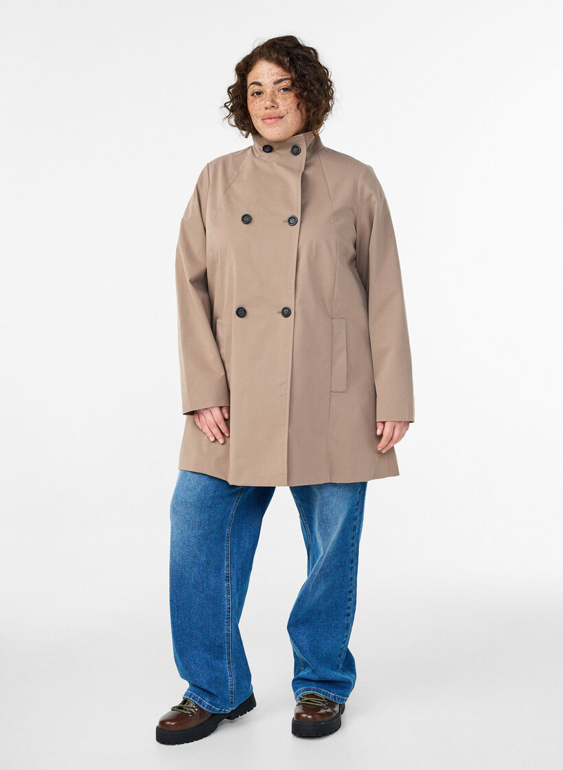 Water-repellent A-line spring jacket, Grey, Model image number 1