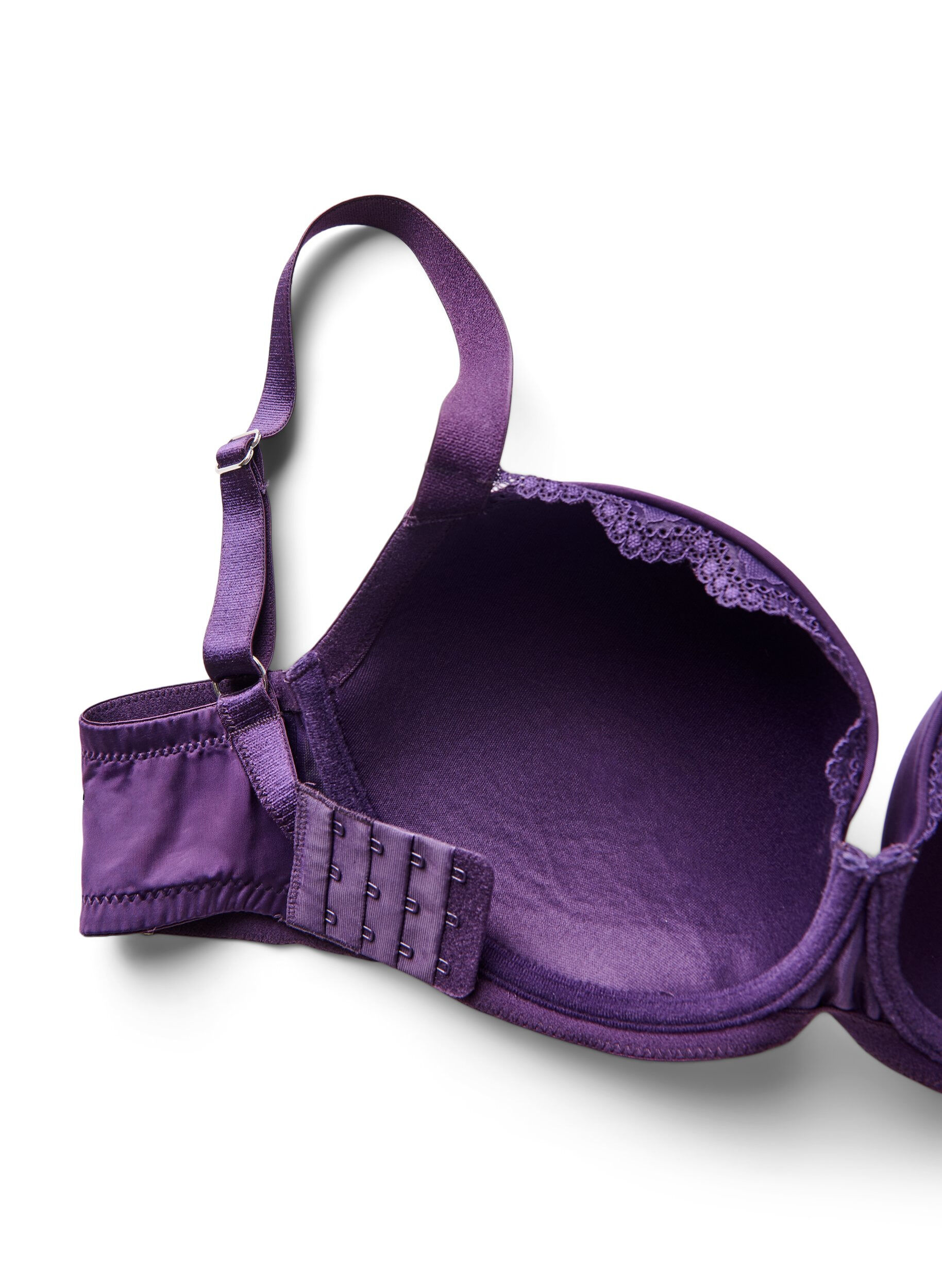 Zizzifashion Moulded bra with underwire and lace detail, Purple, Packshot image number 3