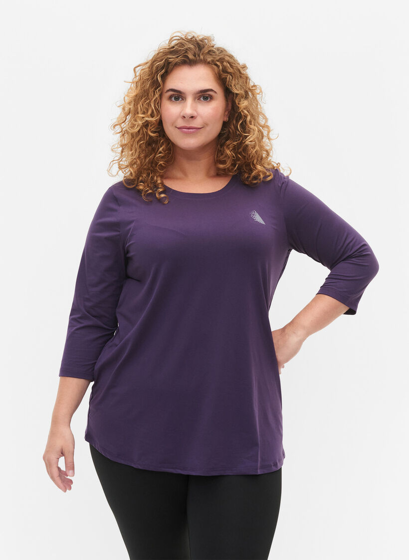 Workout top with 3/4 sleeves, Purple, Model image number 0
