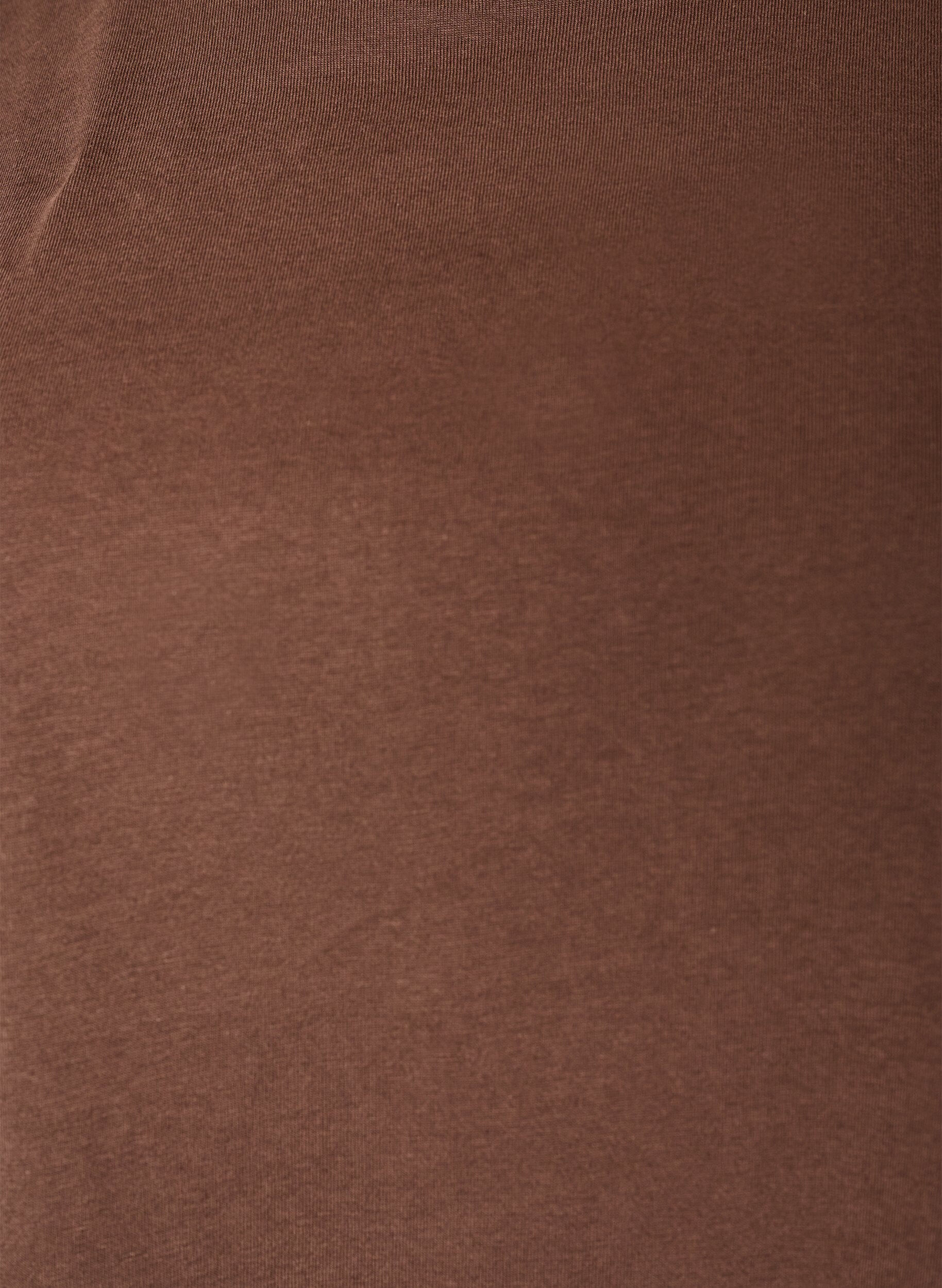 Zizzifashion T-shirt with asymmetric lace hem, Brown, Packshot image number 2