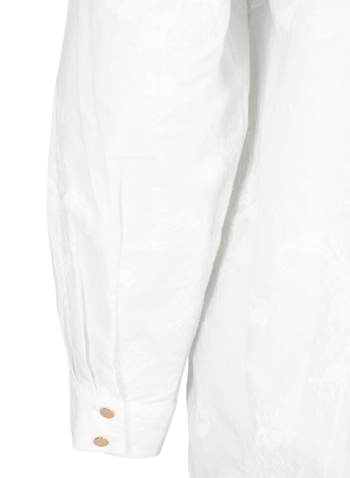 Long-sleeved blouse with embroidery, White, Packshot image number 3