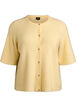 Short-sleeved knit cardigan with shiny ball buttons, Yellow, Packshot image number 0