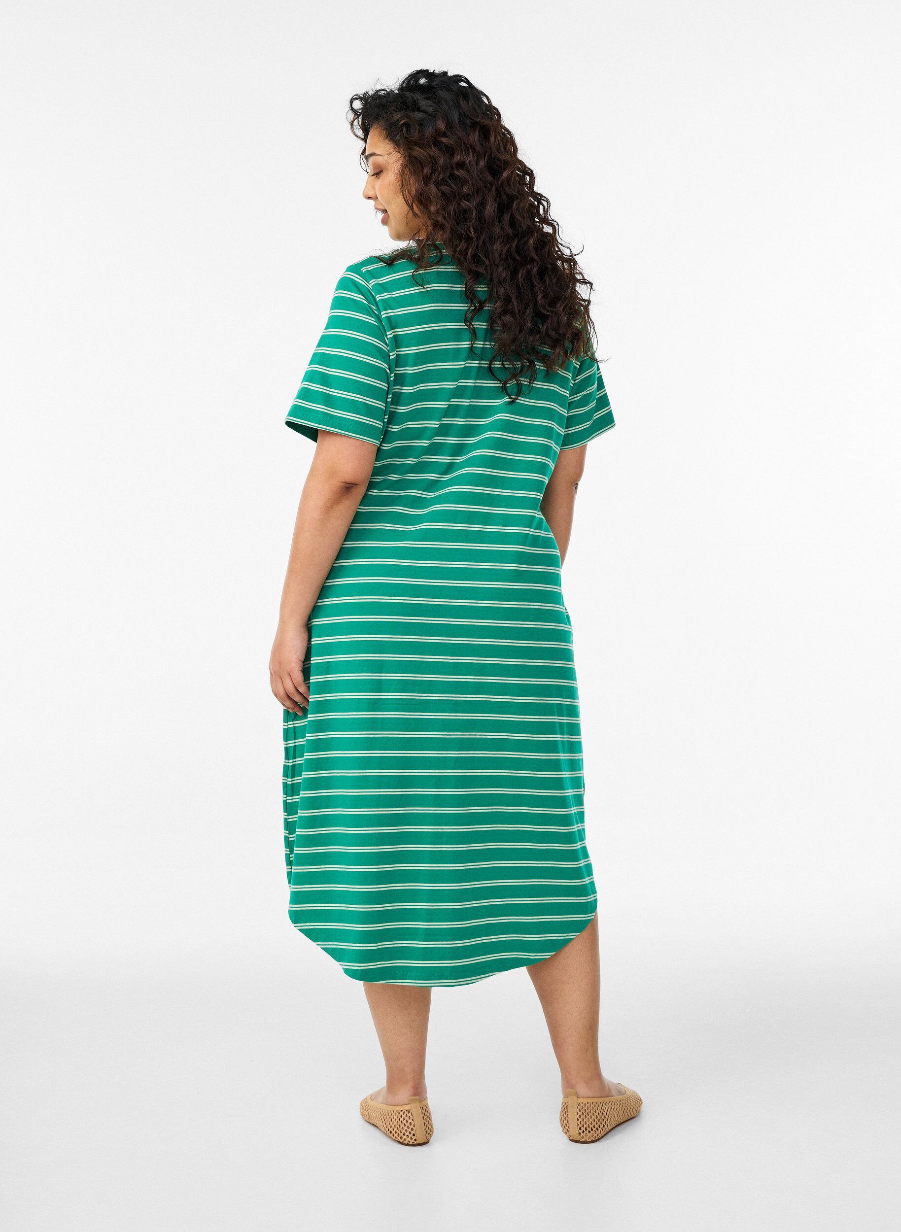 Zizzifashion Cotton dress with twist detail, Green, Model image number 1