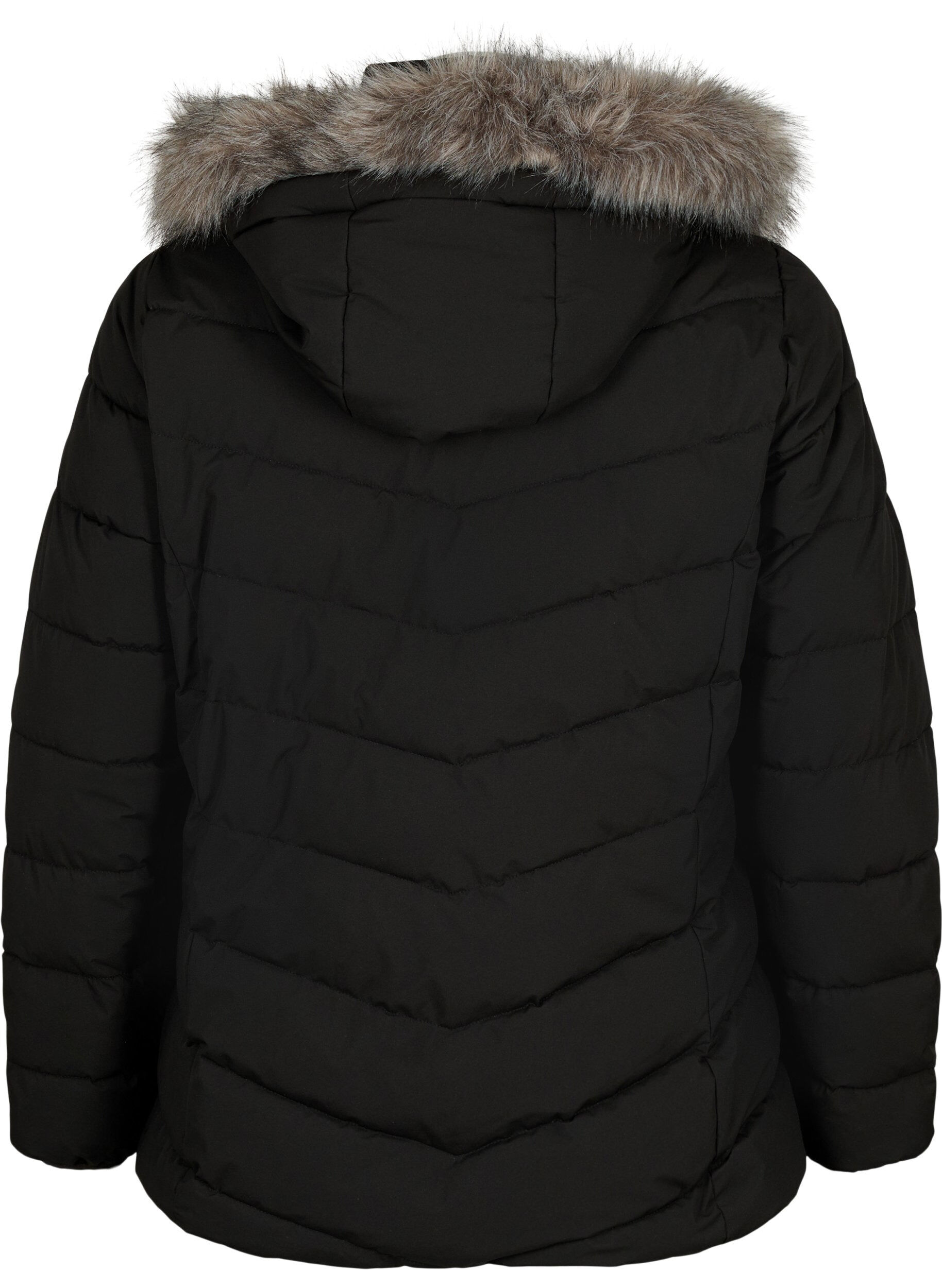 Zizzifashion Short puffer jacket with hood, Black, Packshot image number 1