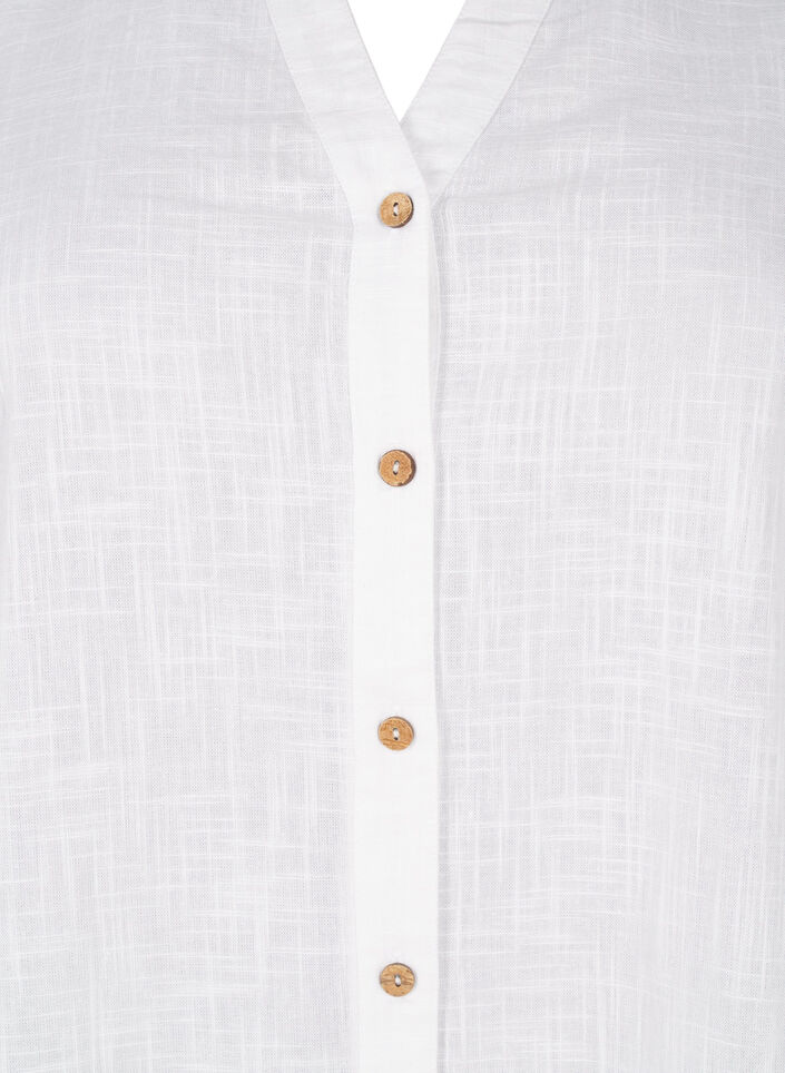 Cotton shirt blouse with a v-neck, White, Packshot image number 2