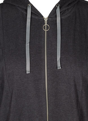 Long sweat cardigan with a hood, Dark Grey Mel., Packshot image number 2