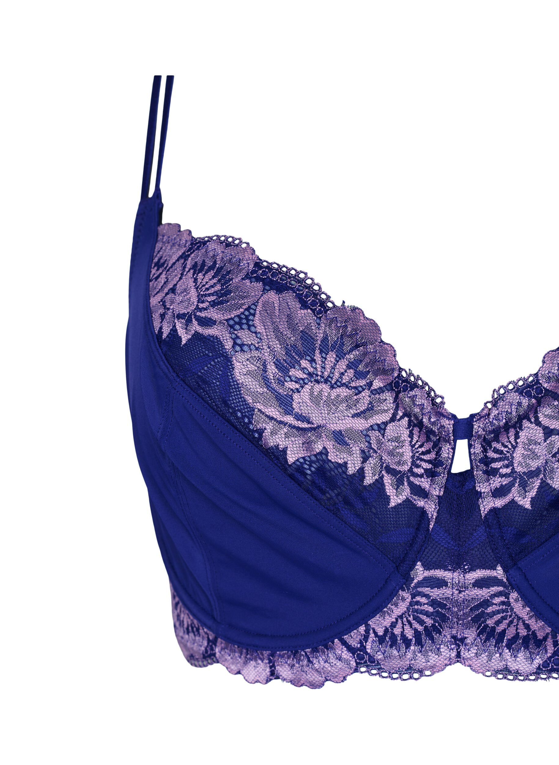 Zizzifashion Full cover bra with underwire and lace, Clematis Blue ASS, Packshot image number 2