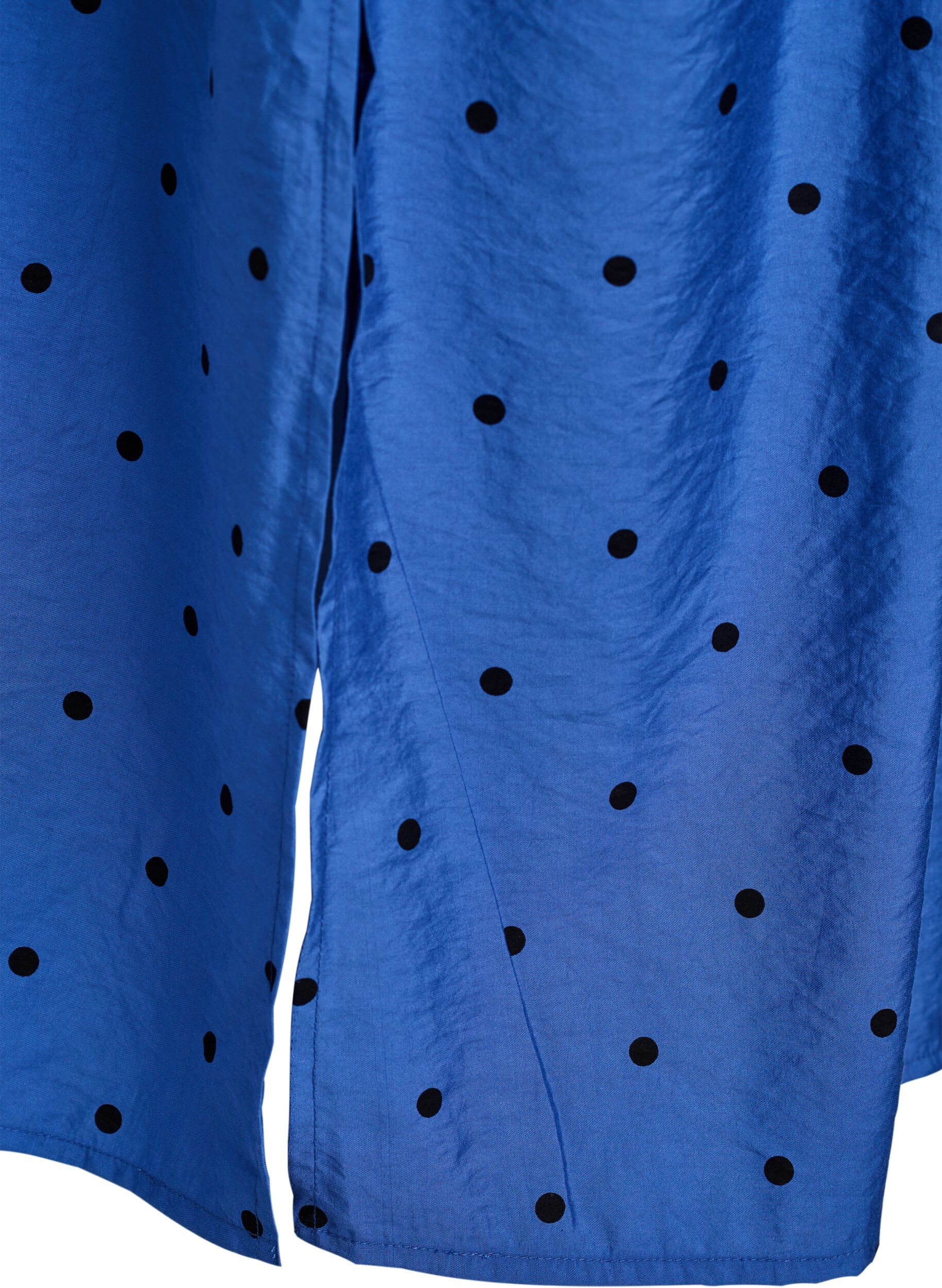 Zizzifashion Dotted midi dress with detachable tie belt, Blue, Packshot image number 3