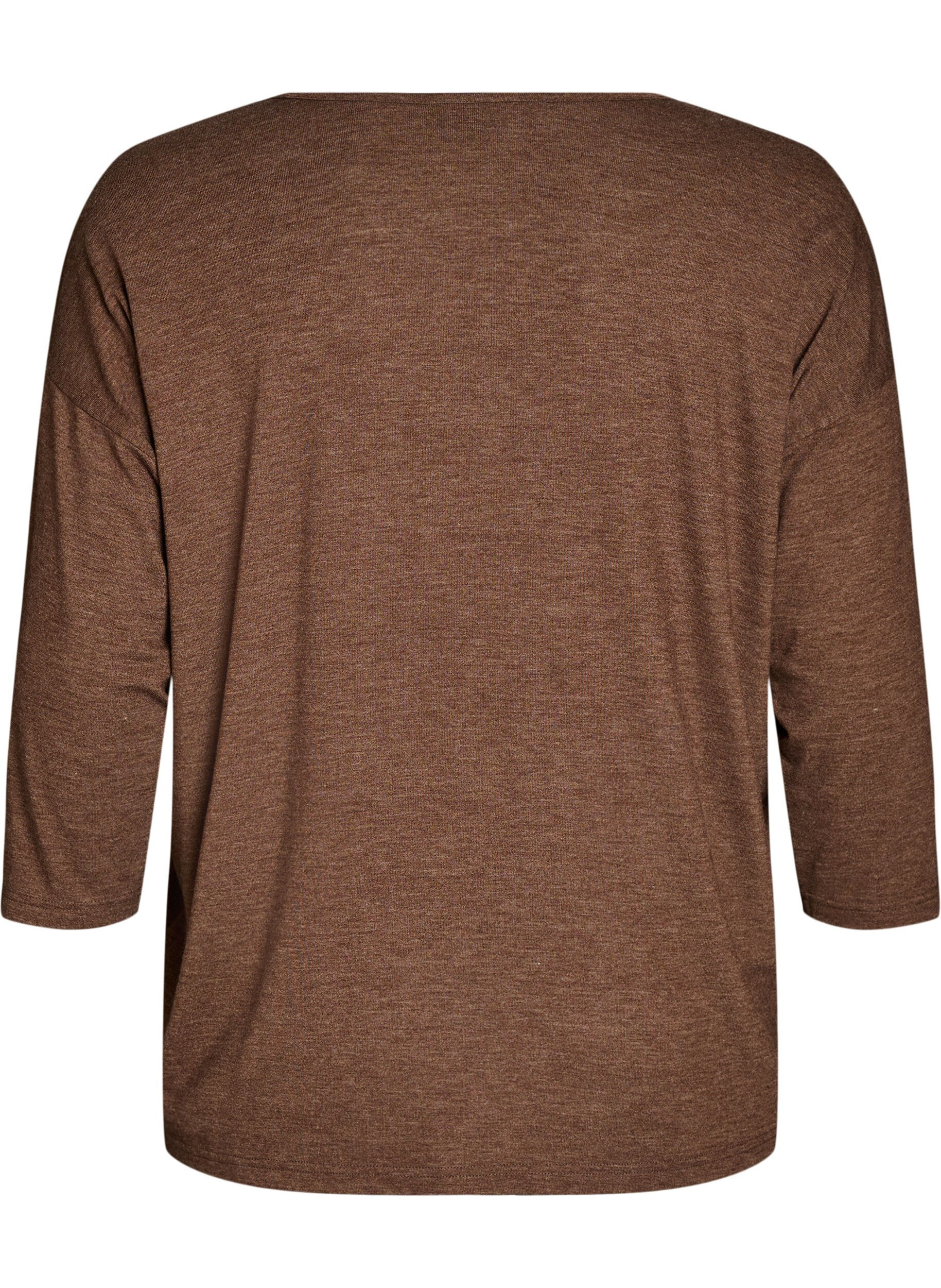 ZizzifashionJersey blouse with 3/4 sleeves, Brown, Packshot image number 1