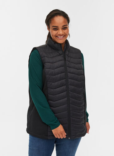 Padded vest with pockets, Black, Model image number 0