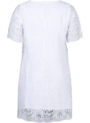 Short-sleeved lace party dress, Bright White, Packshot image number 1
