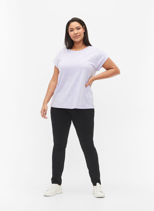 Melange t-shirt with short sleeves, Lavender Mél, Model image number 2