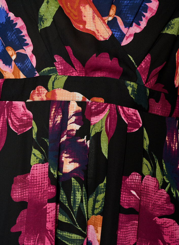 Maxi dress with a wrap-over neckline and long sleeves, Black, Packshot image number 2