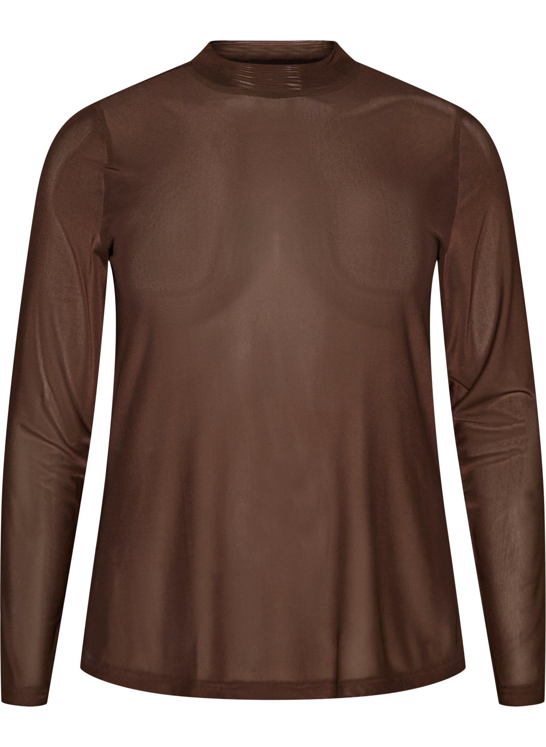 Fitted mesh blouse with long sleeves