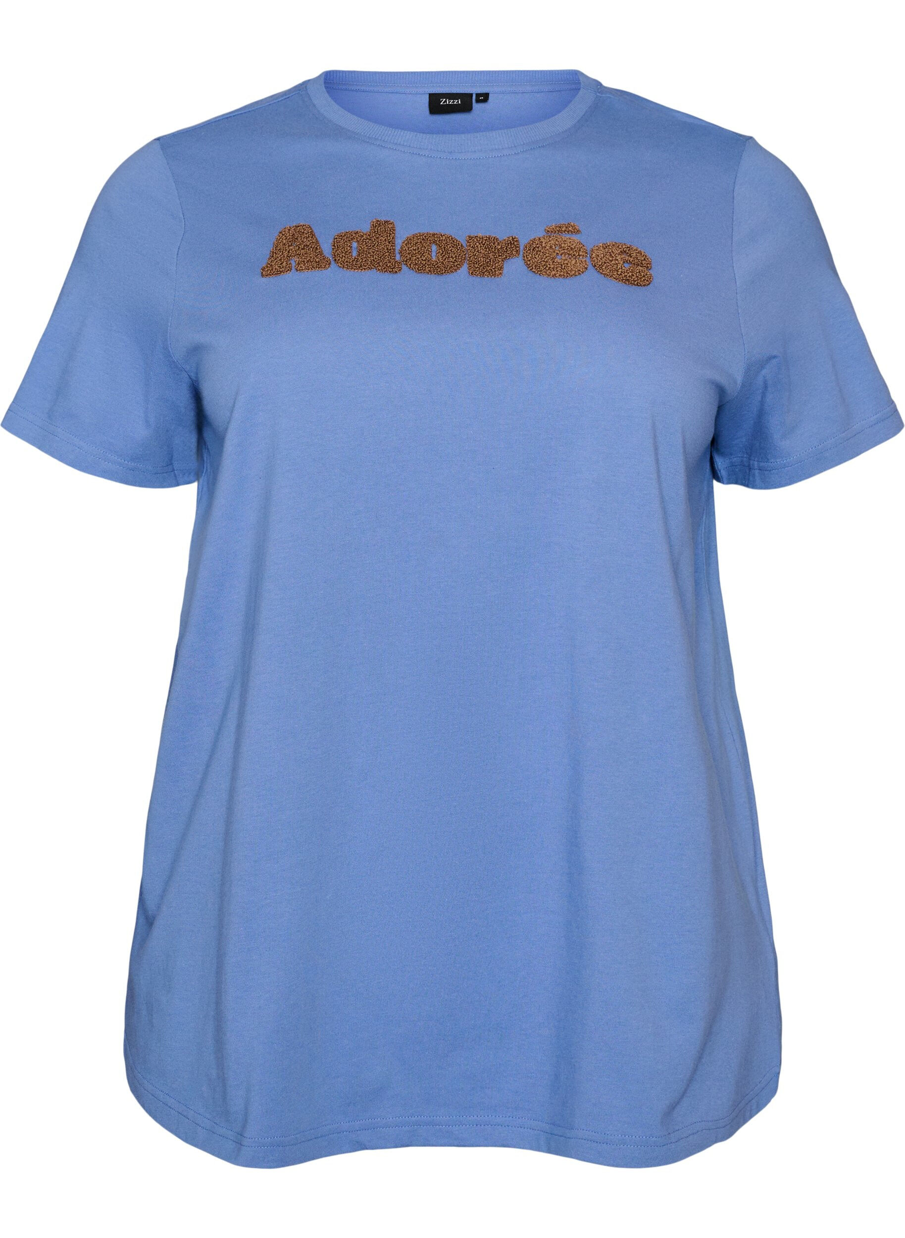 ZizzifashionOrganic cotton T-shirt with front print, Blue, Packshot image number 0