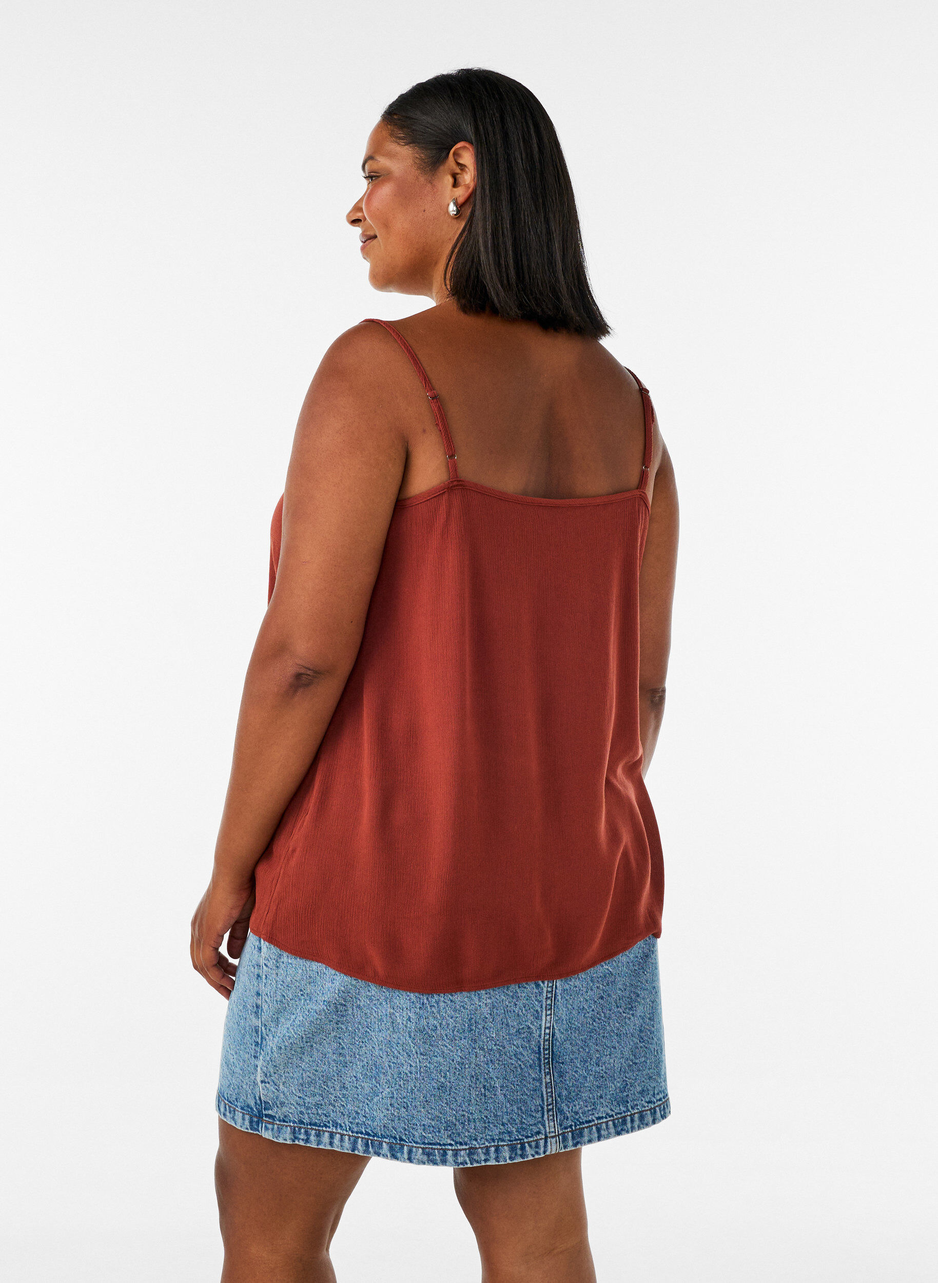 ZizzifashionStrap top in viscose, Red, Model image number 2