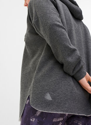 Sweatshirt with hood and slits, Dark Grey Melange, Model image number 3