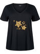 Cotton t-shirt with sequins, Black W. Star, Packshot image number 0