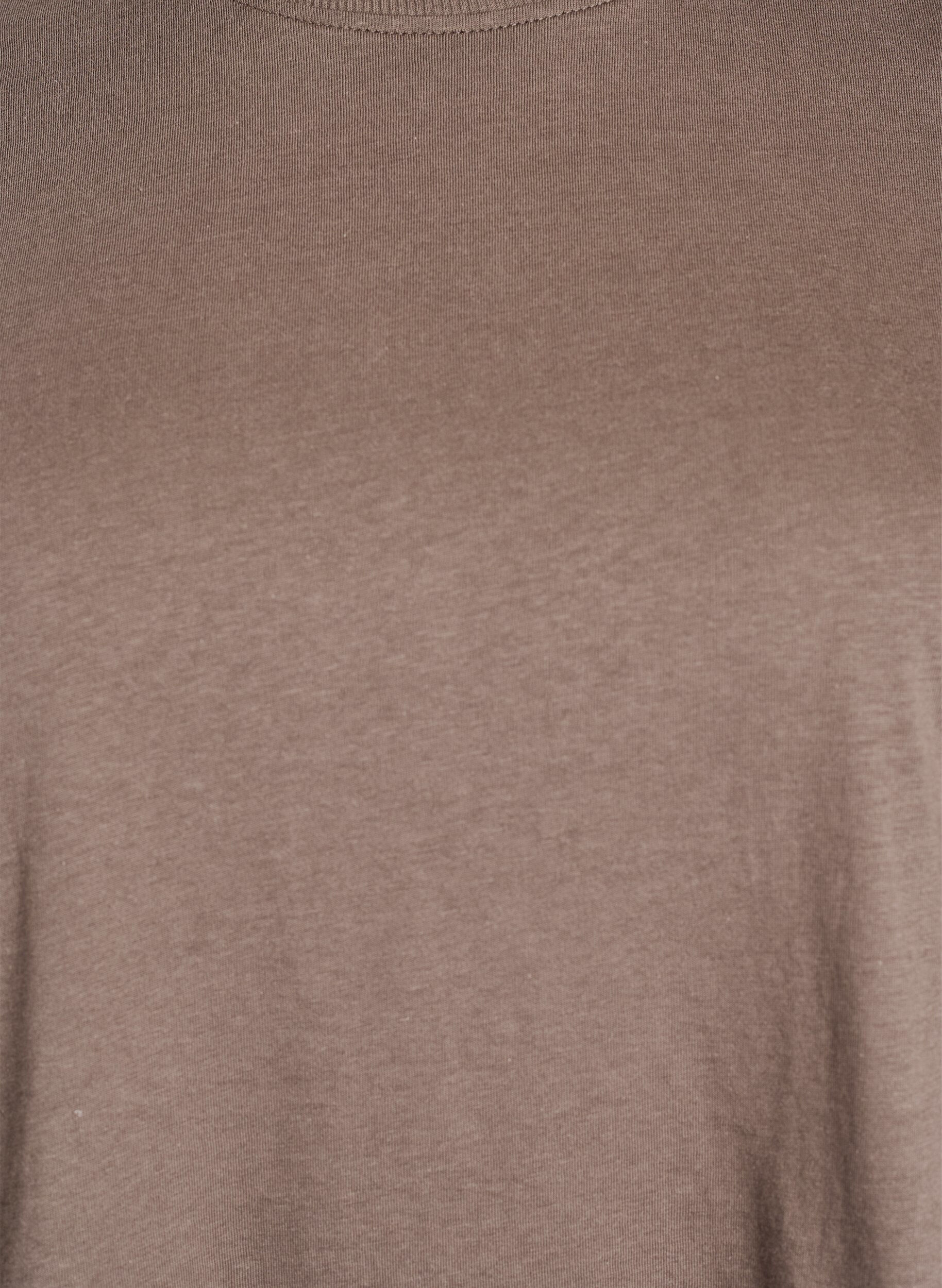 Zizzifashion Basic cotton T-shirt with round neck, Brown, Packshot image number 2