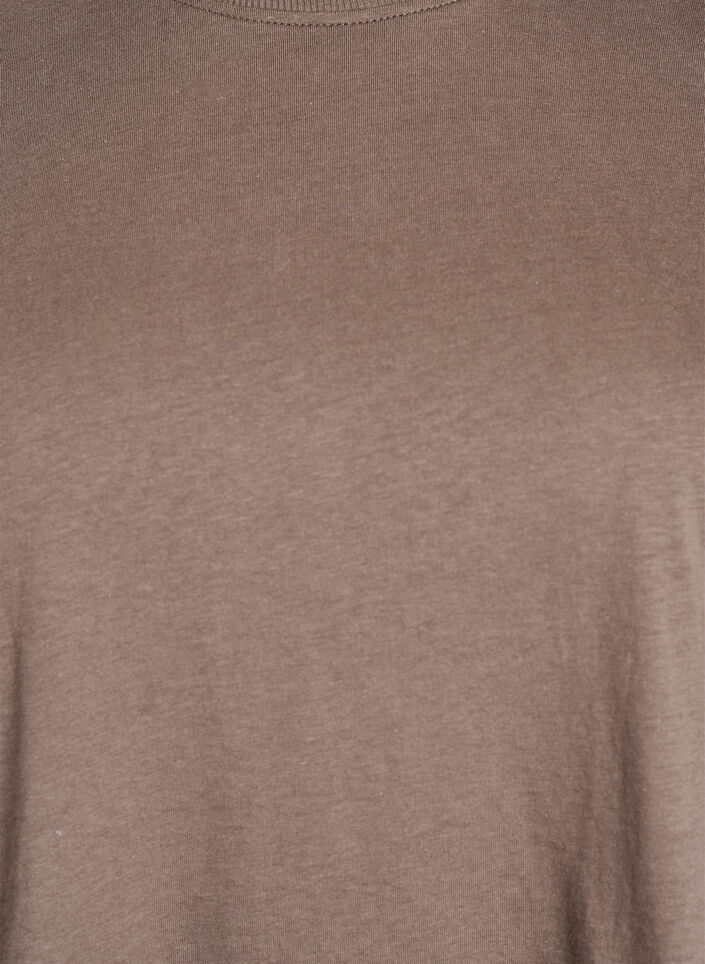 Basic cotton T-shirt with round neck, Brown, Packshot image number 2