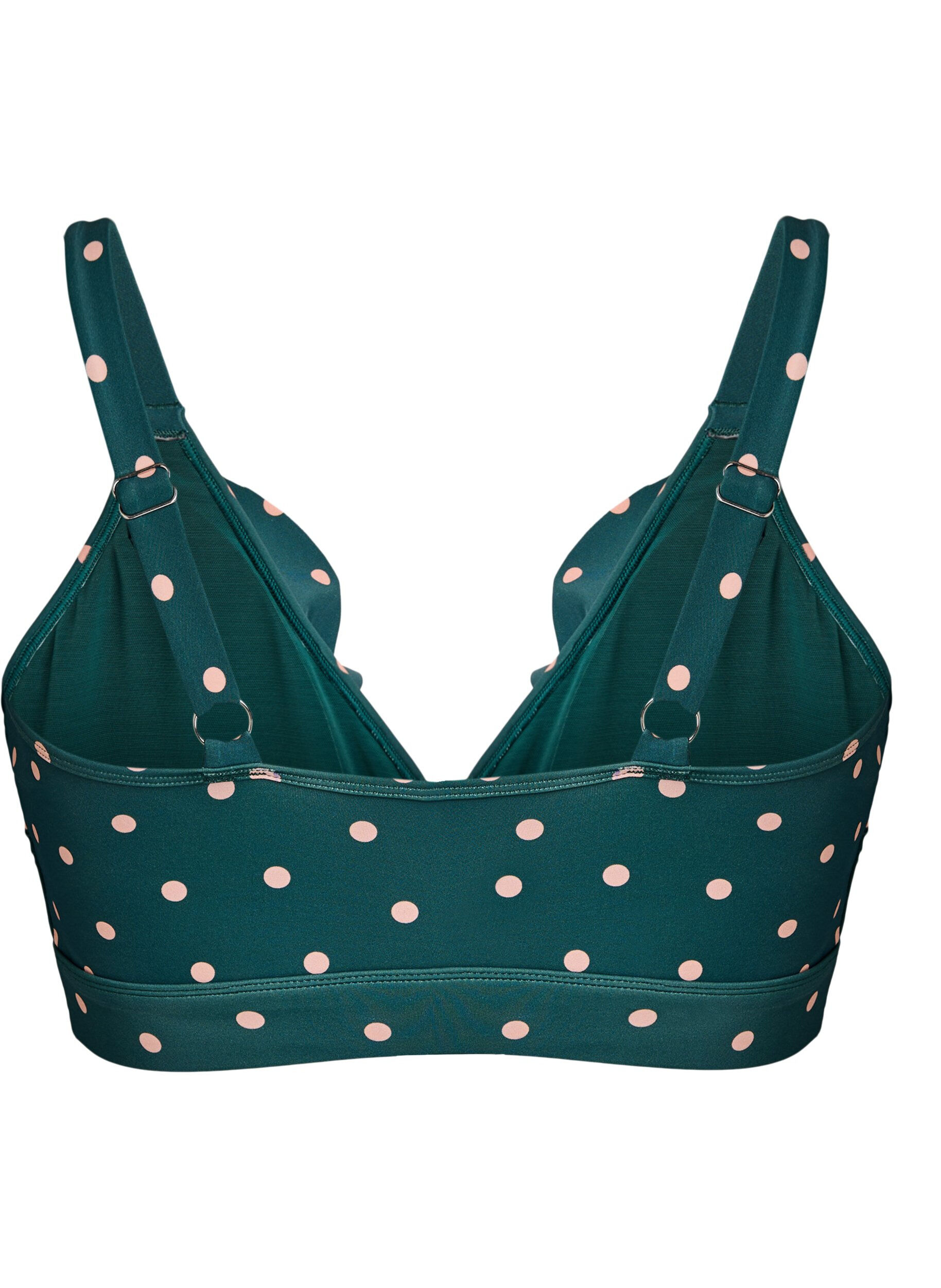 Zizzifashion Bikini top with print and ruffle details, Green, Packshot image number 1