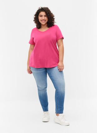 Basic plain cotton t-shirt, Beetroot Purple, Model image number 2