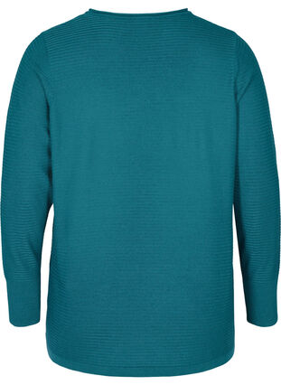 Ribbed knitted sweater with a round neck, Blue Coral, Packshot image number 1