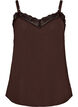 Cami top with a V-neck and lace trim, Brown, Packshot image number 0