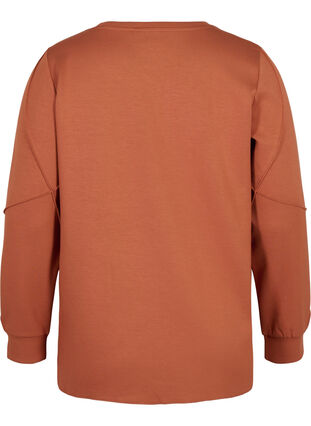 Long-sleeved sweat blouse with rounded neckline, Sequoia, Packshot image number 1