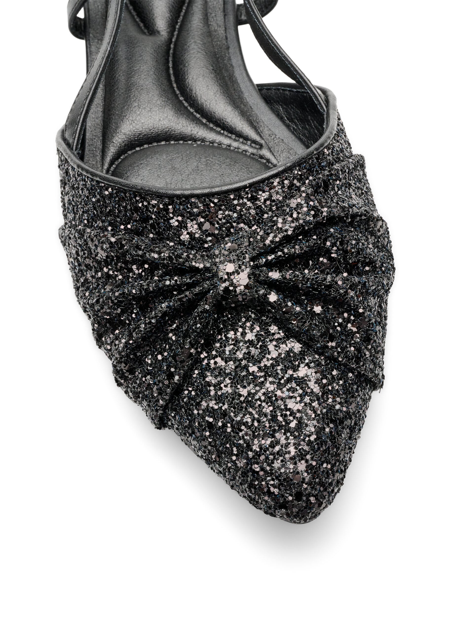ZizzifashionSparkly slingback with bow detail, Black, Packshot image number 3