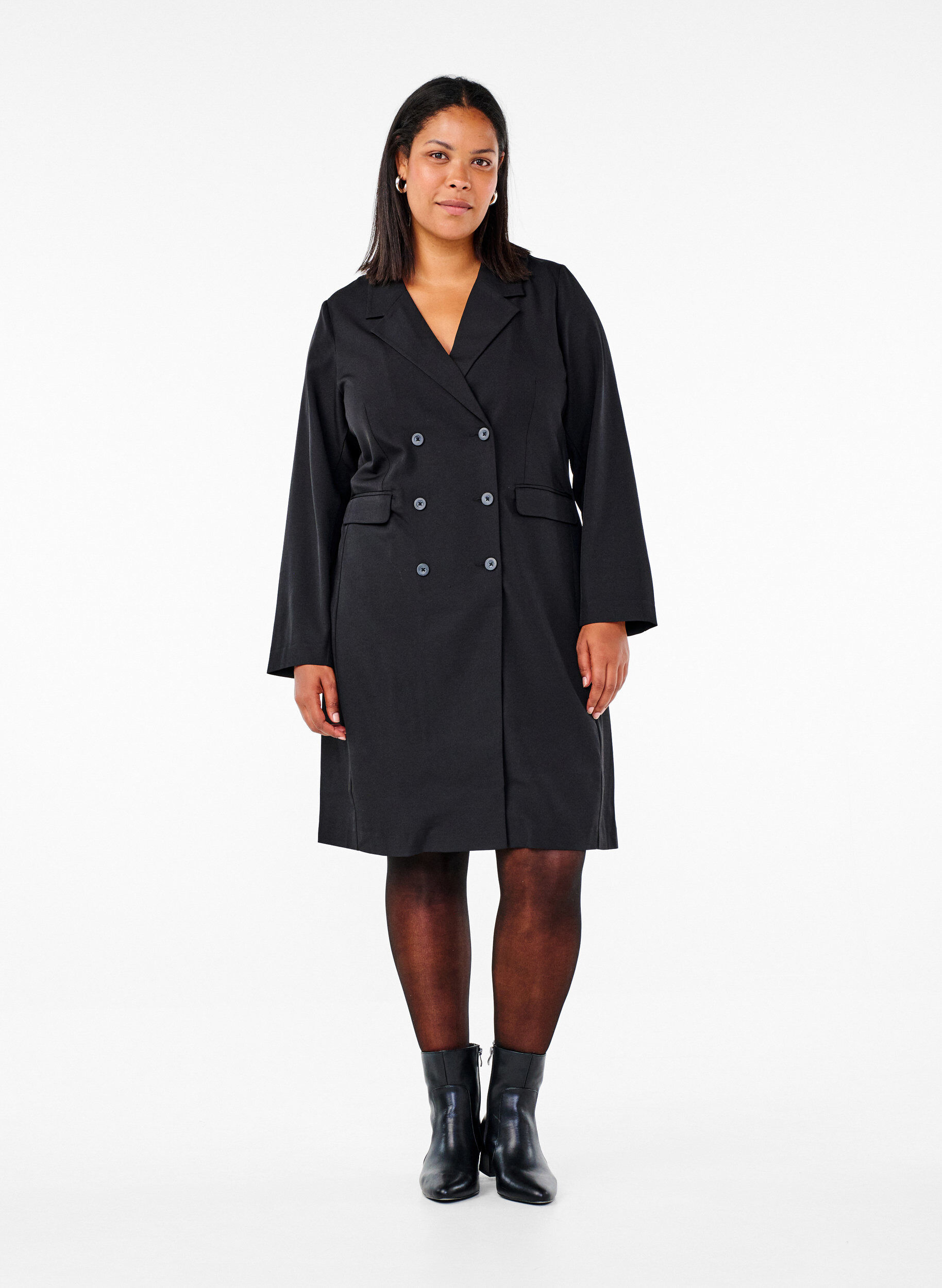 Zizzifashion Double-breasted blazer dress, Black, Model image number 2