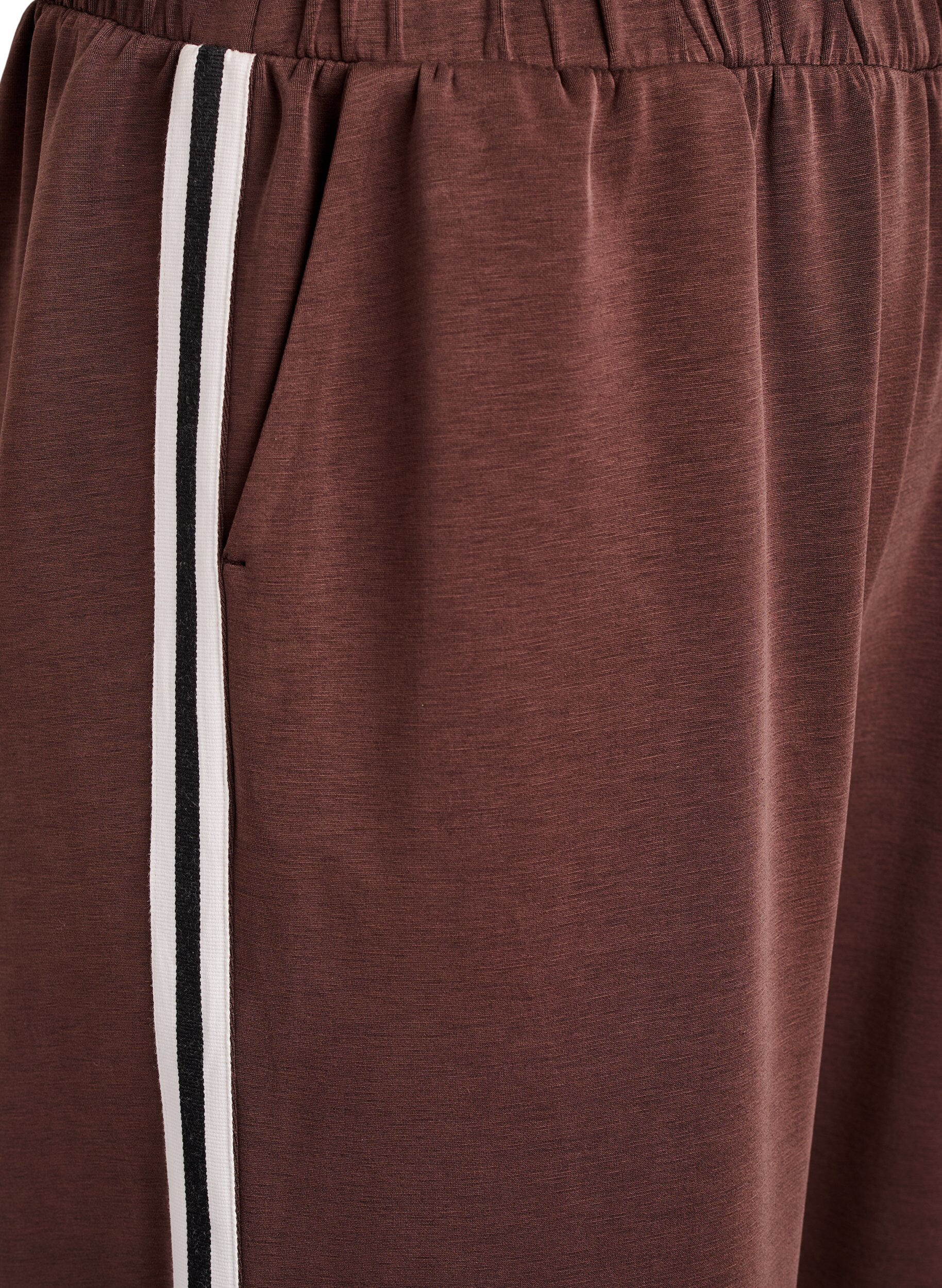 Zizzifashion Loose training trousers with a high waist and stripe detail, Brown, Packshot image number 2
