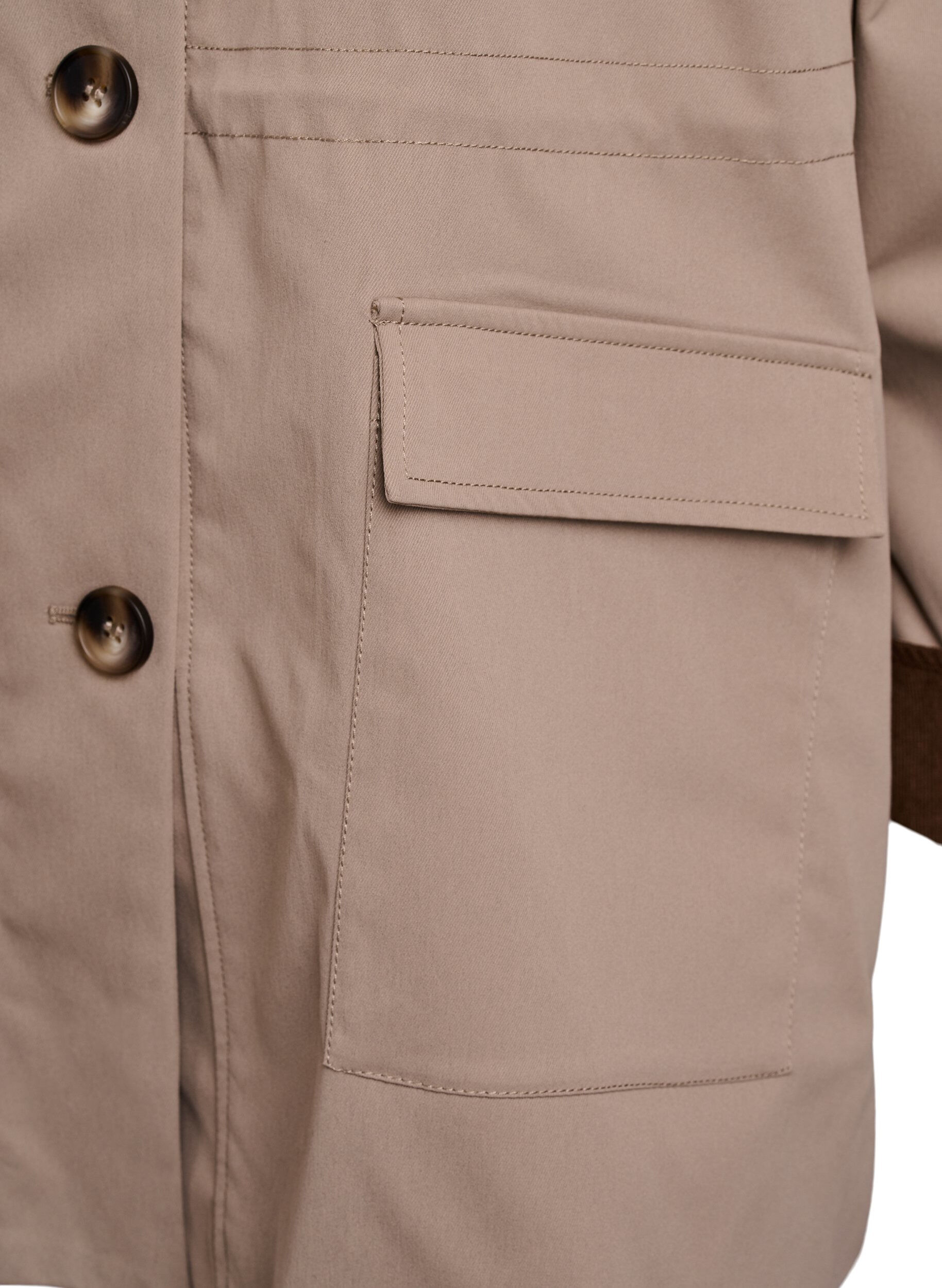 Zizzifashion Spring jacket with contrasting corduroy details, Desert Taupe, Packshot image number 3
