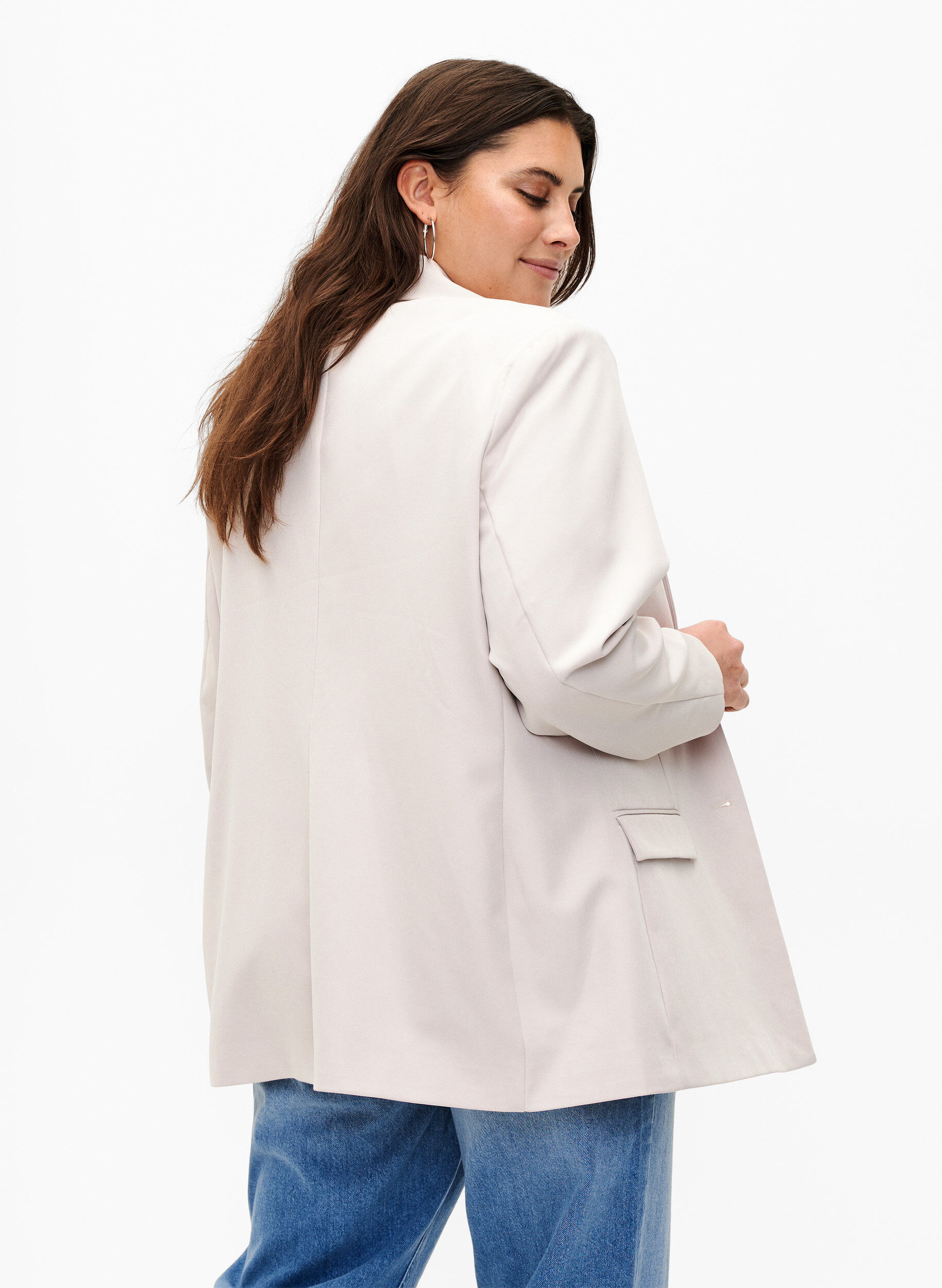 Zizzifashion Classic blazer with button fastening, Pumice Stone, Model image number 1