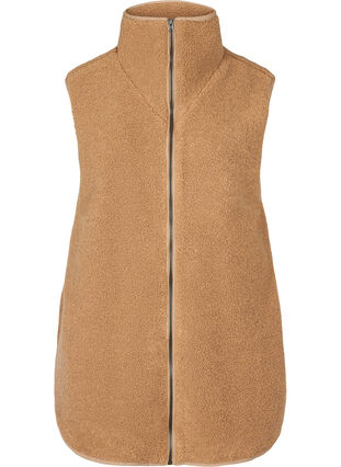 Long teddy vest with pockets, Burro, Packshot image number 0