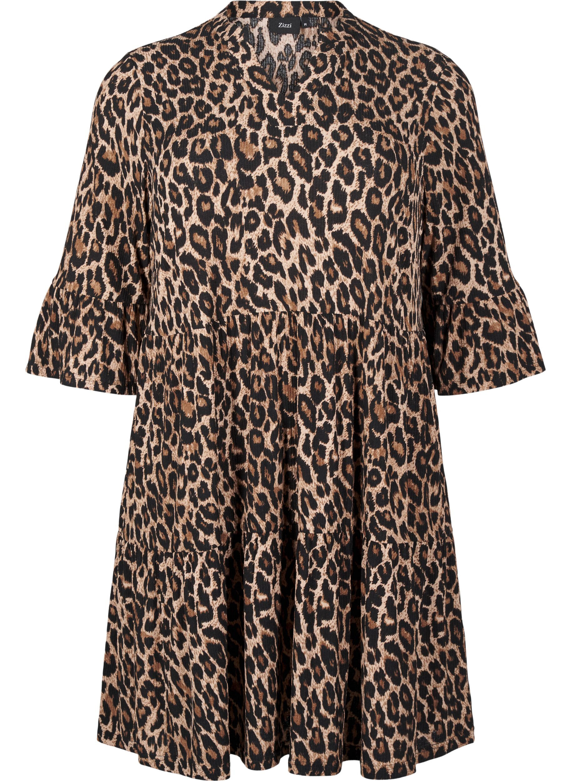 Short A-line dress with leopard print